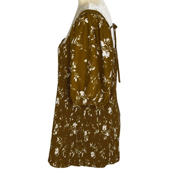 Ava & Viv Women's Top Plus Size 2X Puff Sleeve Floral Smocked Square Neck - Picture 6 of 11